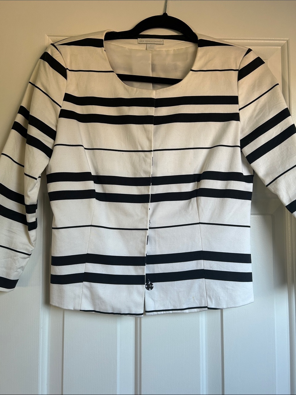 New York & Company Black and White Striped Jacket